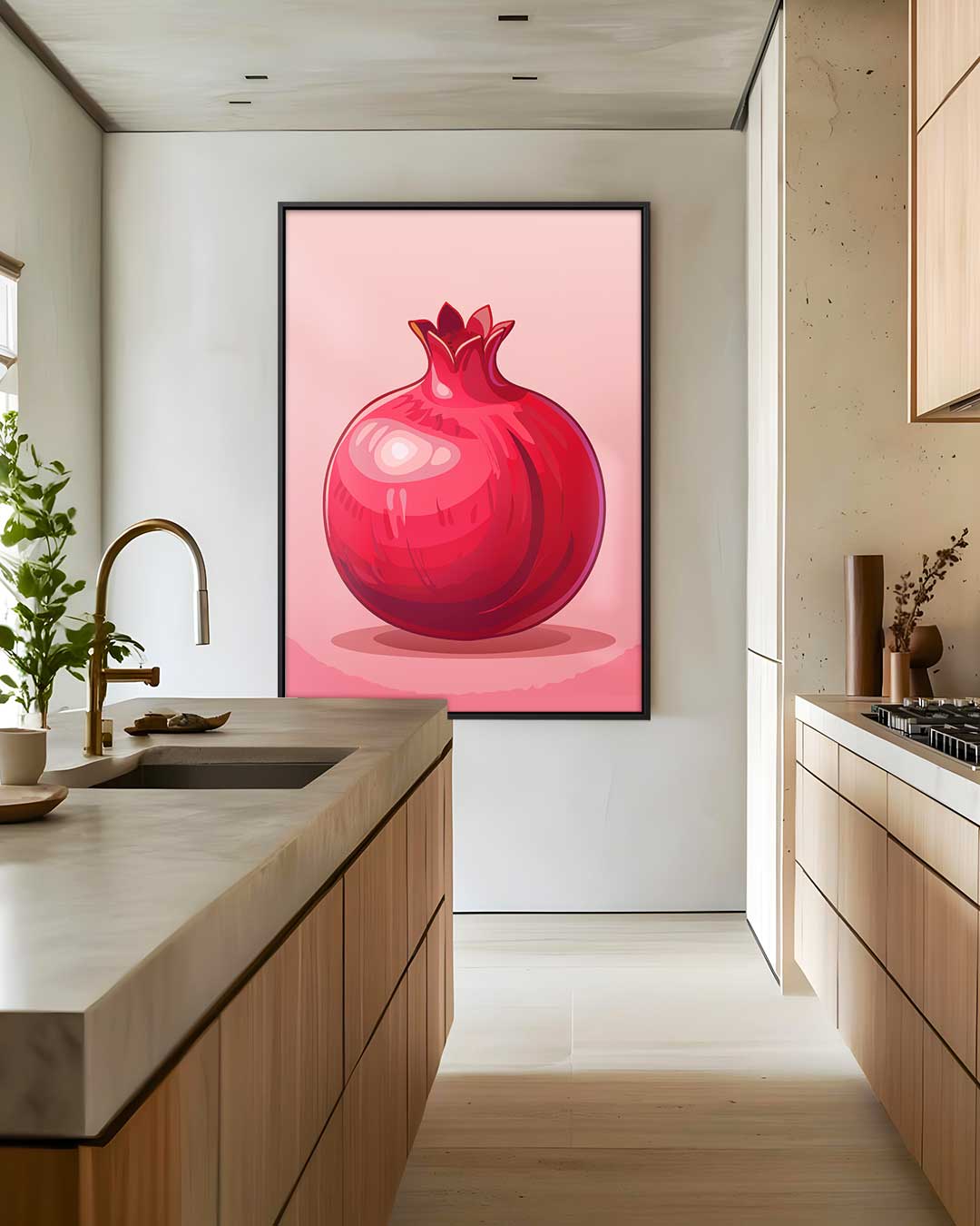 Stijlvolle Granaatappel Illustratie – staand kunstwerk voor modern interieur