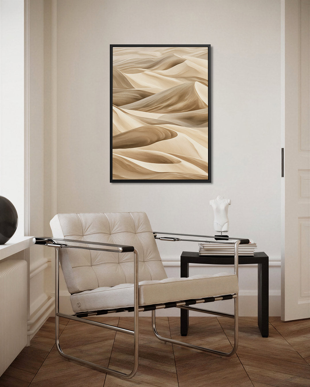 Golvende zandduinen – kunstwerk als stijlvolle wanddecoratie