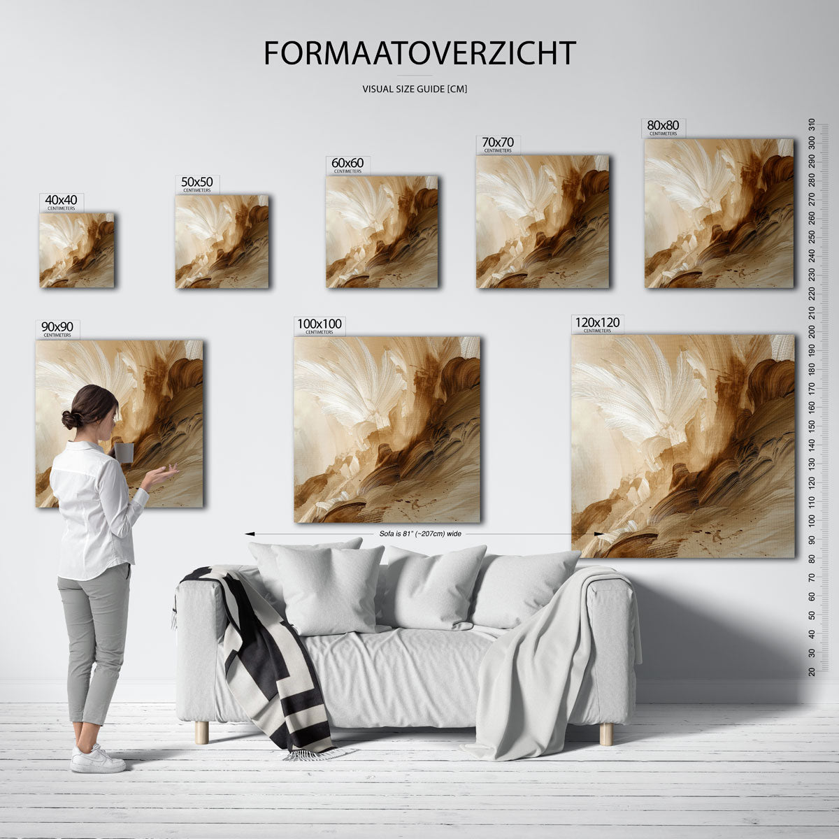 Abstracte penseelstreken – vierkante muurposter met abstracte vormen
