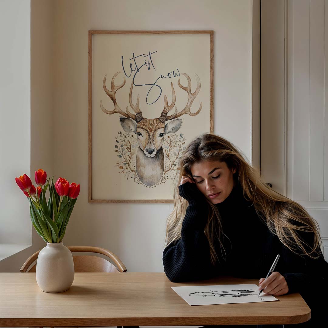 Winterse Hert – feestelijke wandkunst als portret poster