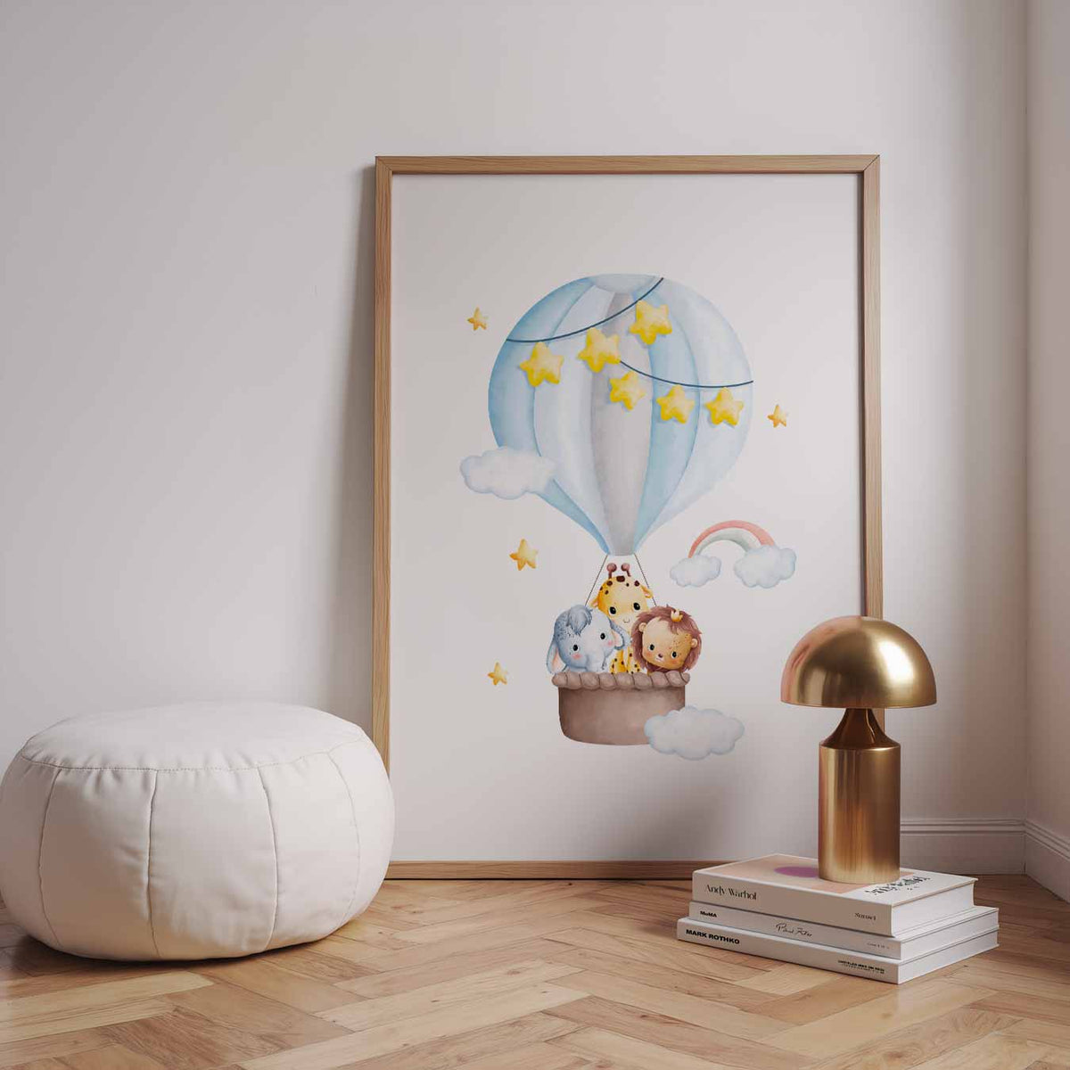 Dromerige Ballon Safari Kinderposter – speelse wandkunst als portret kinderposter