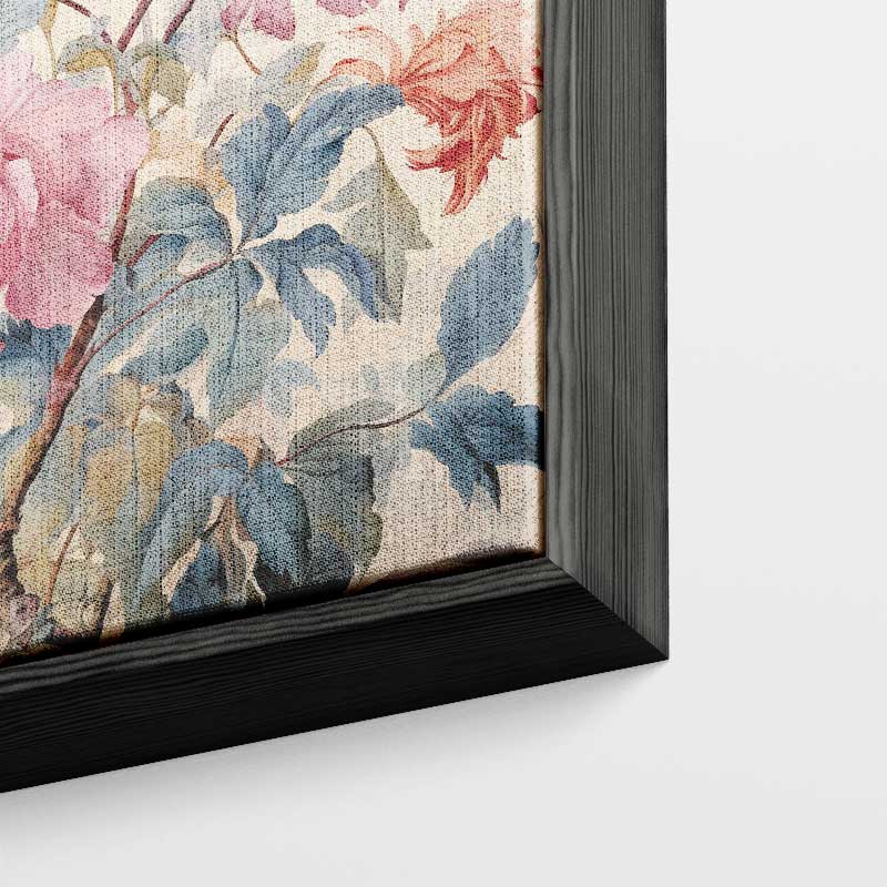 Mais, Oui! - Bloemenpracht in Pastel – kunstwerk met zwarte baklijst