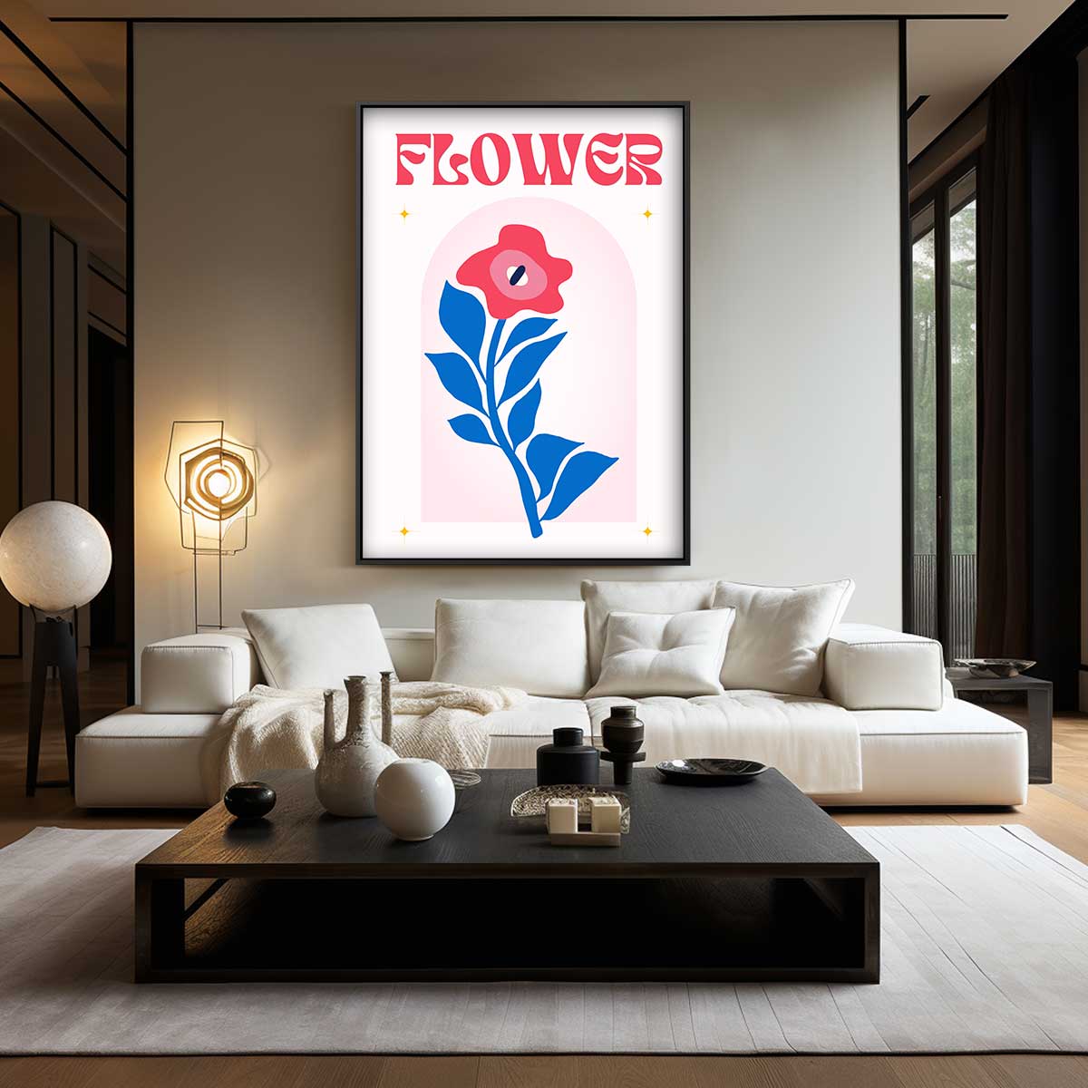 Retro Bloemenposter – dibond wanddecoratie in staand formaat