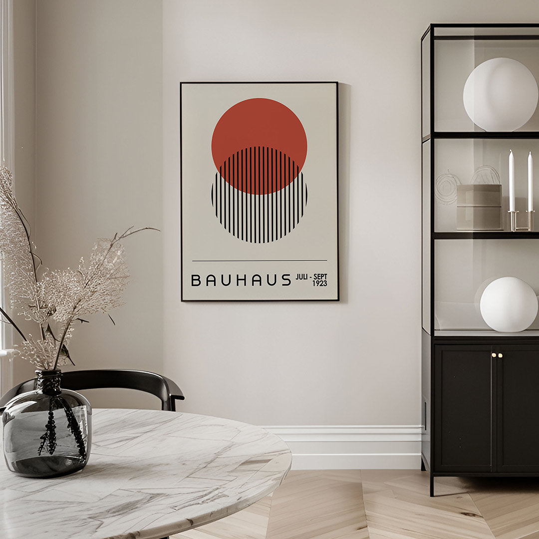 Cirkel en lijnen – geometrische Bauhaus poster in staand formaat