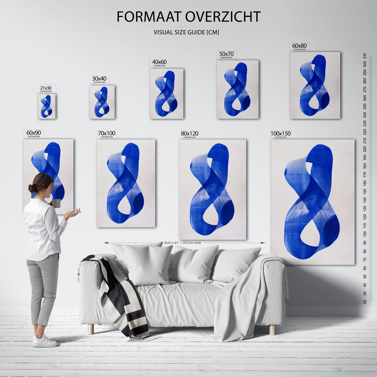 Abstracte blauwe vorm – staande muurposter met hedendaagse illustratie