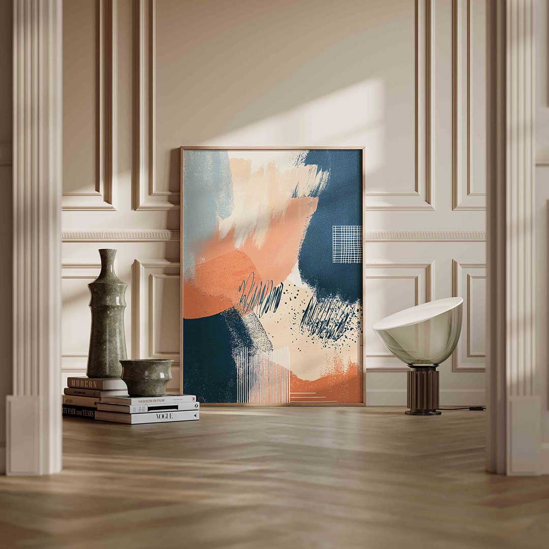 Abstracte penseelstreken – staande abstracte wanddecoratie van WallArtistic