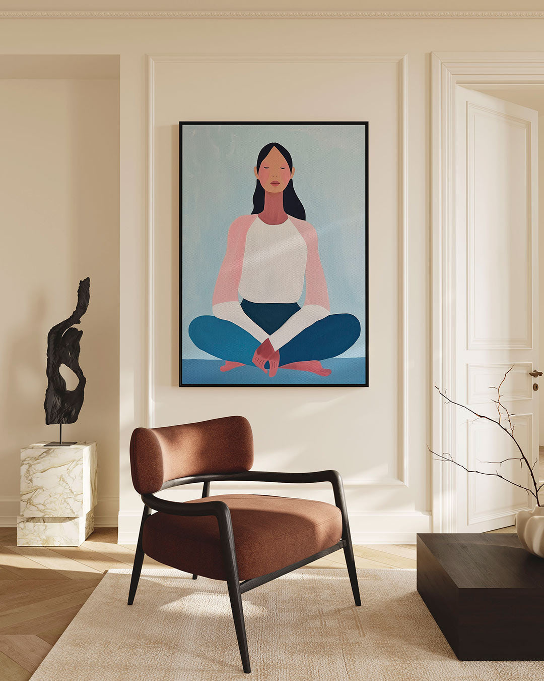 Meditatieve vrouw – staand wanddecoratie kunstwerk