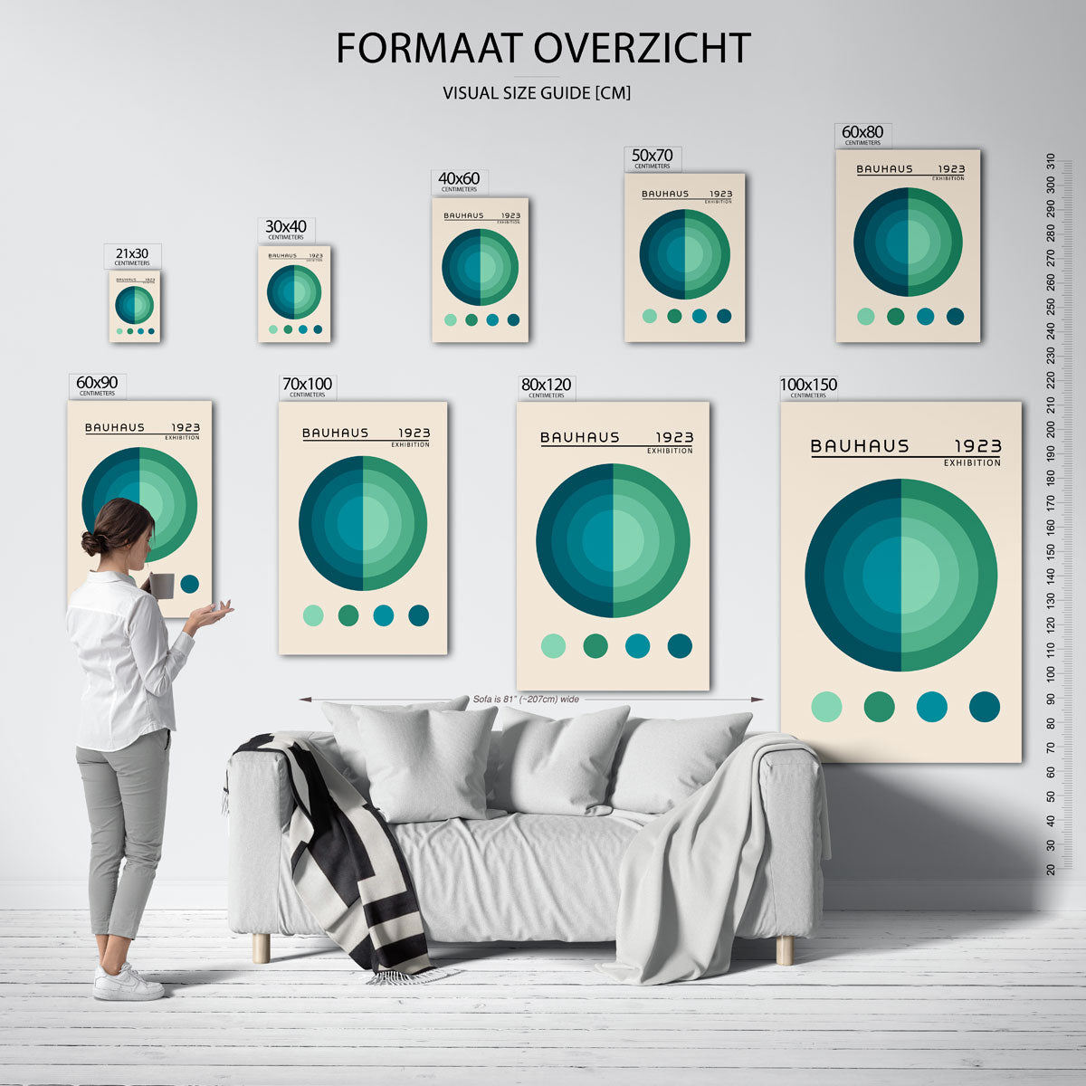 Cirkelvormen en lijnen – geometrische poster in Bauhaus-stijl van WallArtistic
