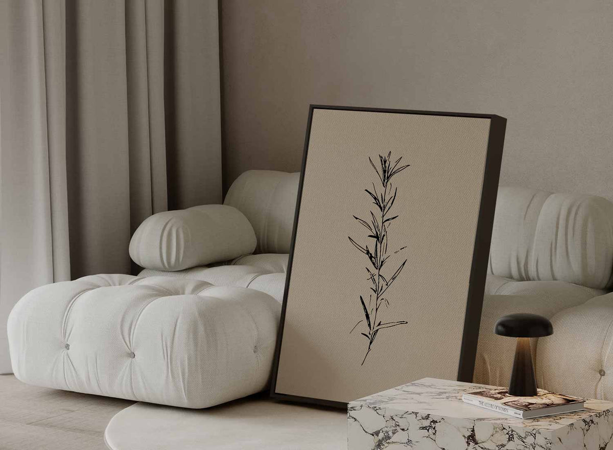Elegante Botanische Schets – staande wandkunst voor woonkamer of interieur