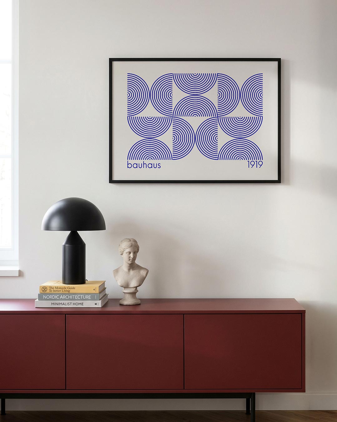 Cirkelpatroon en lijnen – moderne Bauhaus wandkunst als poster