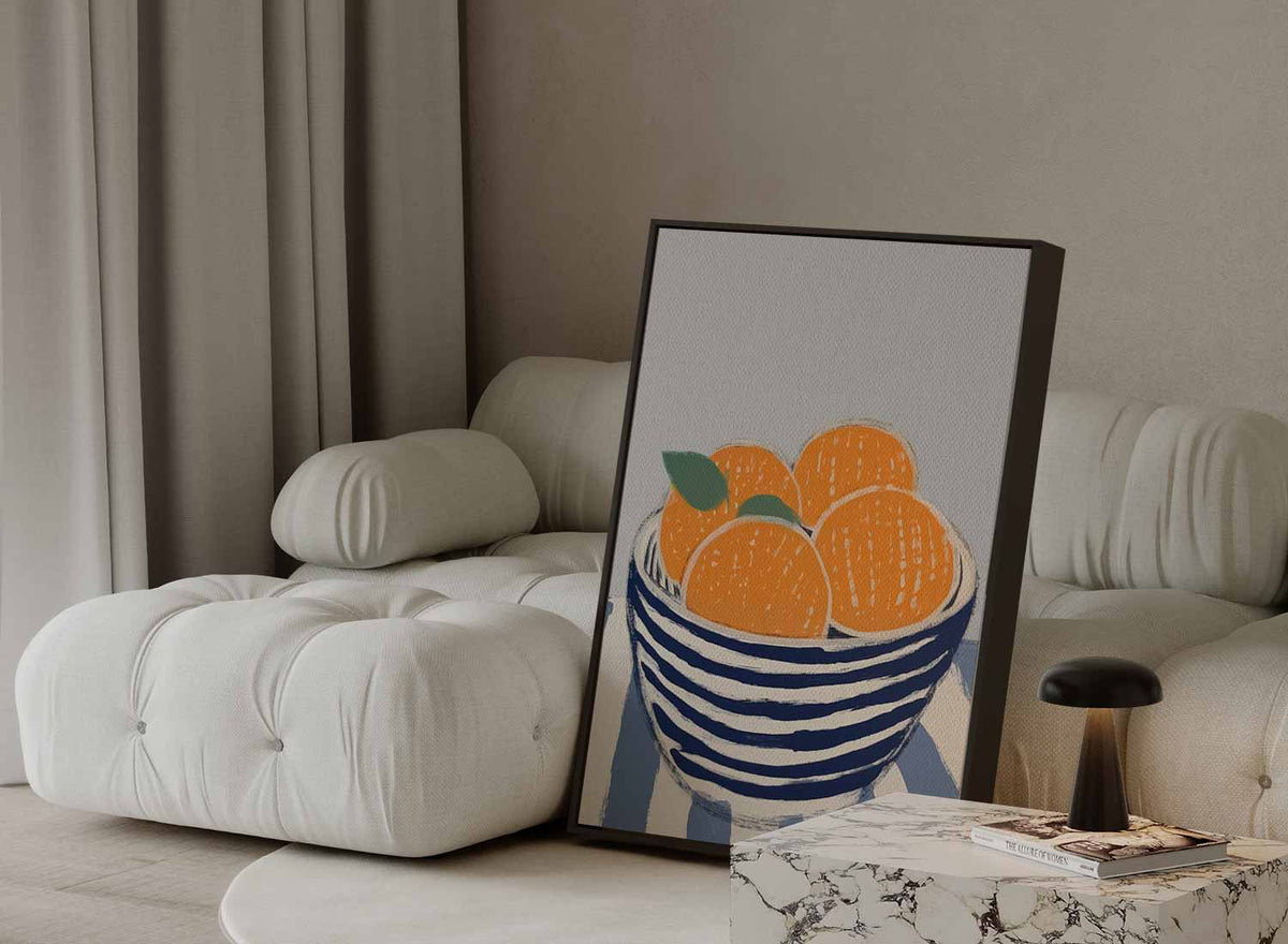 Zomerse Citrus in Streepjeskom – modern portret kunstwerk van WallArtistic