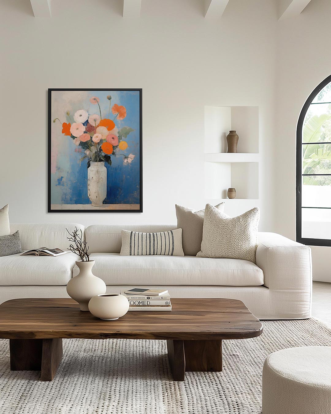 Bloemrijke compositie – moderne staande wandkunst