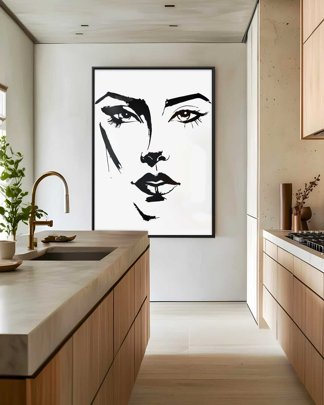 Expressieve Inktportret – modern portret kunstwerk van WallArtistic