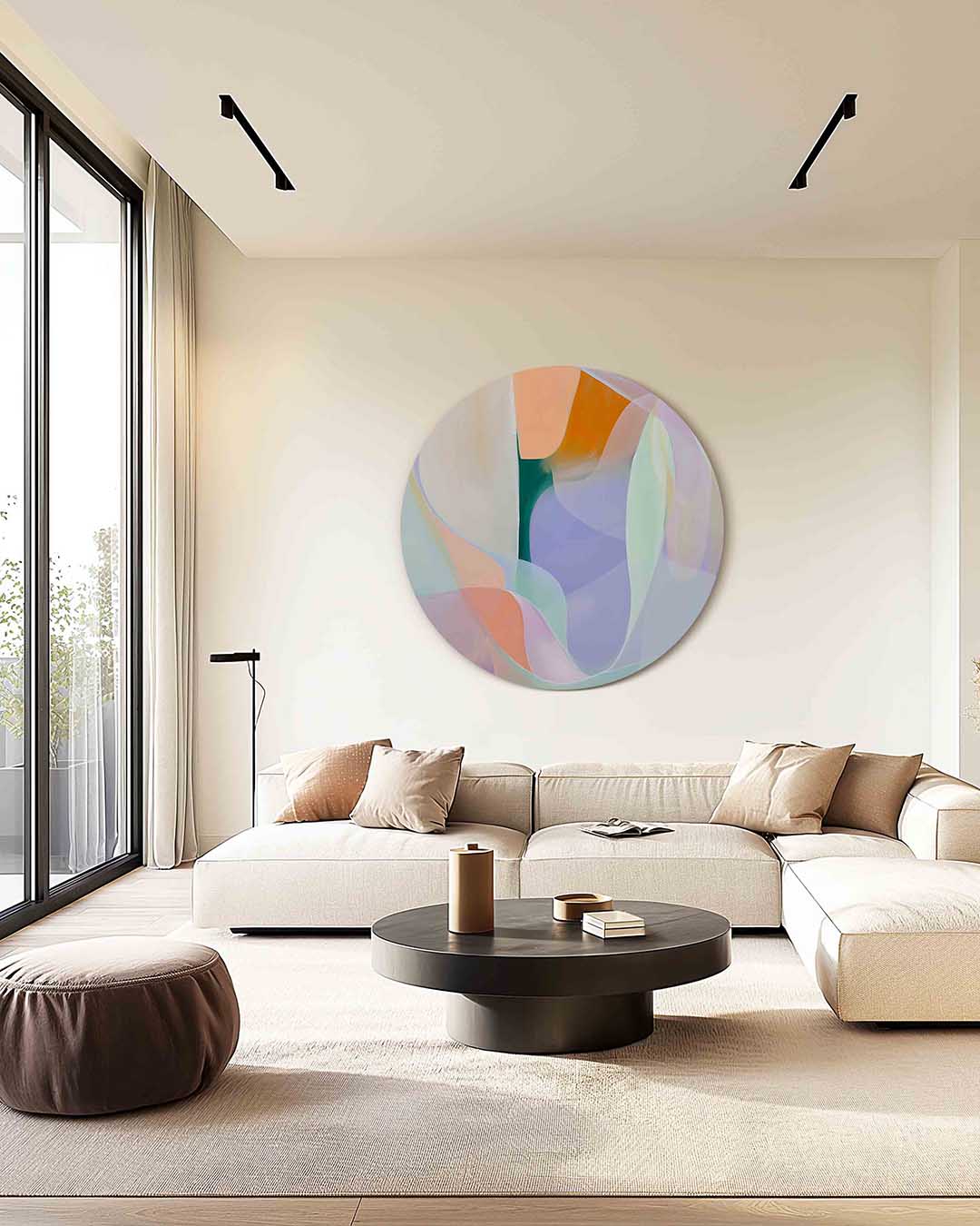 Abstracte vormen – kleurrijke muurcirkel als ronde wanddecoratie