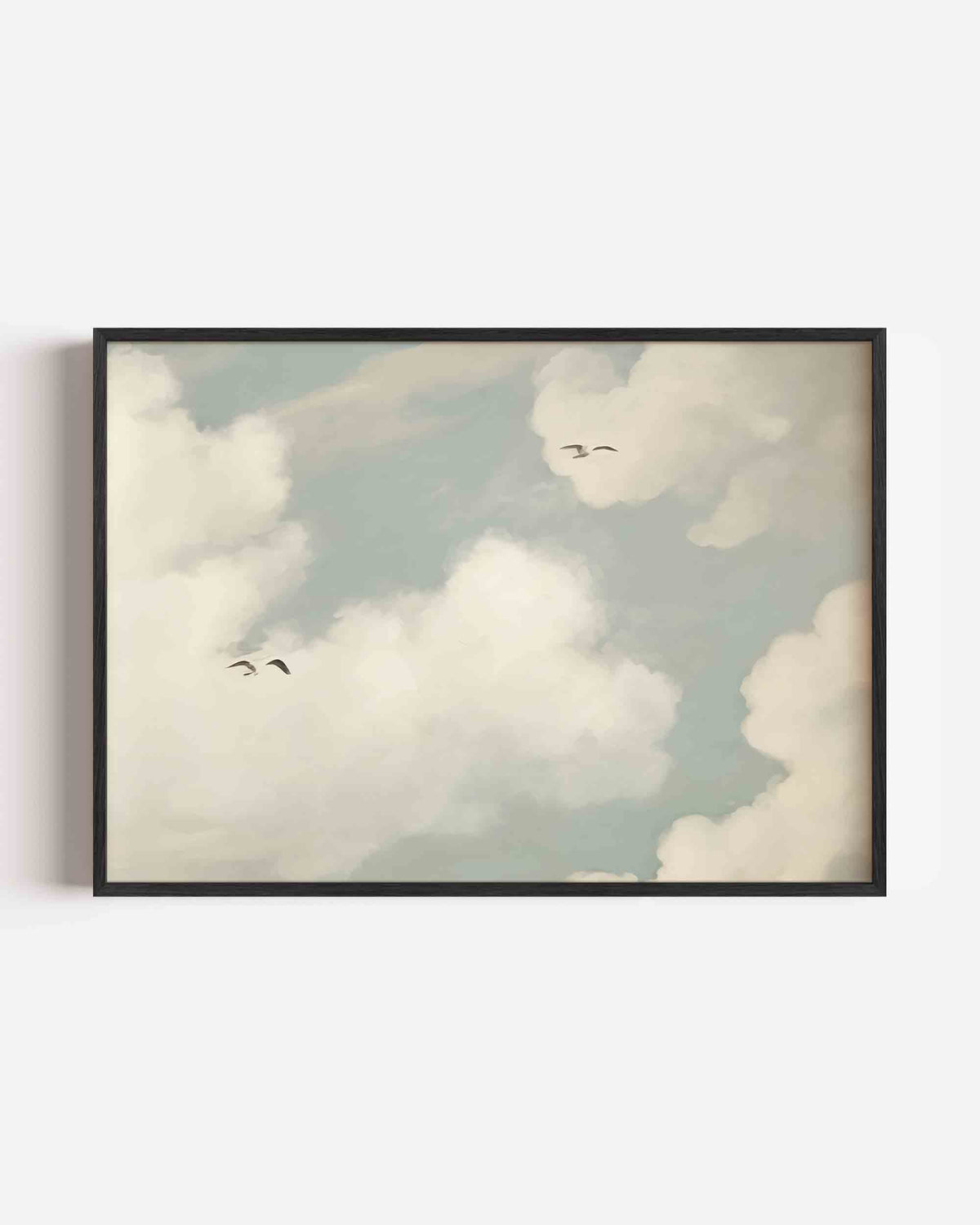 Wolken en vogels – hedendaagse illustratie poster in landscape formaat