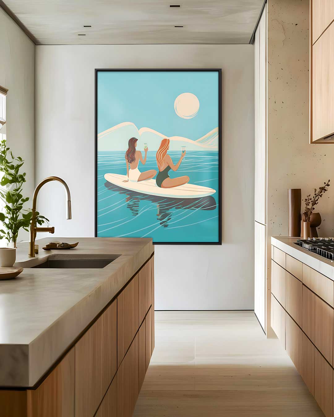 Zonsondergang op het Water – staand kunstwerk voor modern interieur