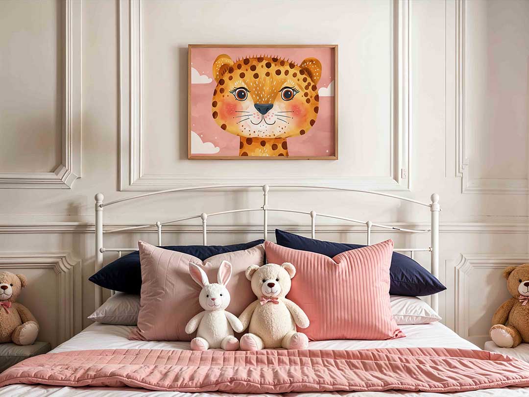 Schattige luipaard – kids poster in liggend formaat