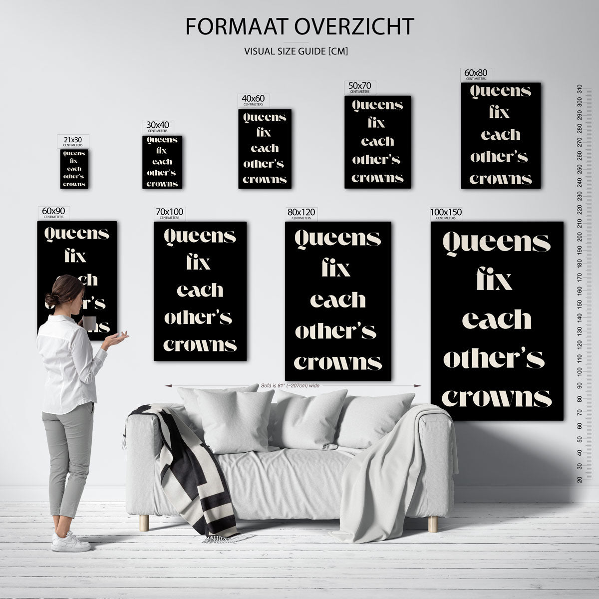 Queens fix each other's crowns – staande muurposter in Pop Art stijl