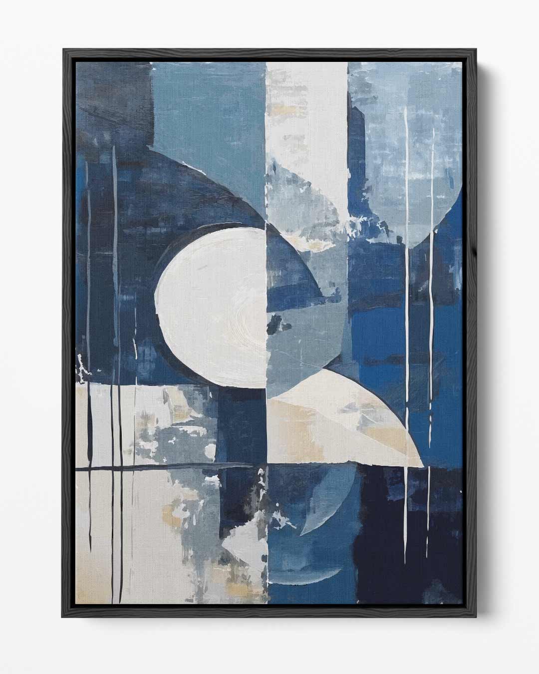 Abstracte Blauwe Geometrie – portret kunstwerk als wanddecoratie