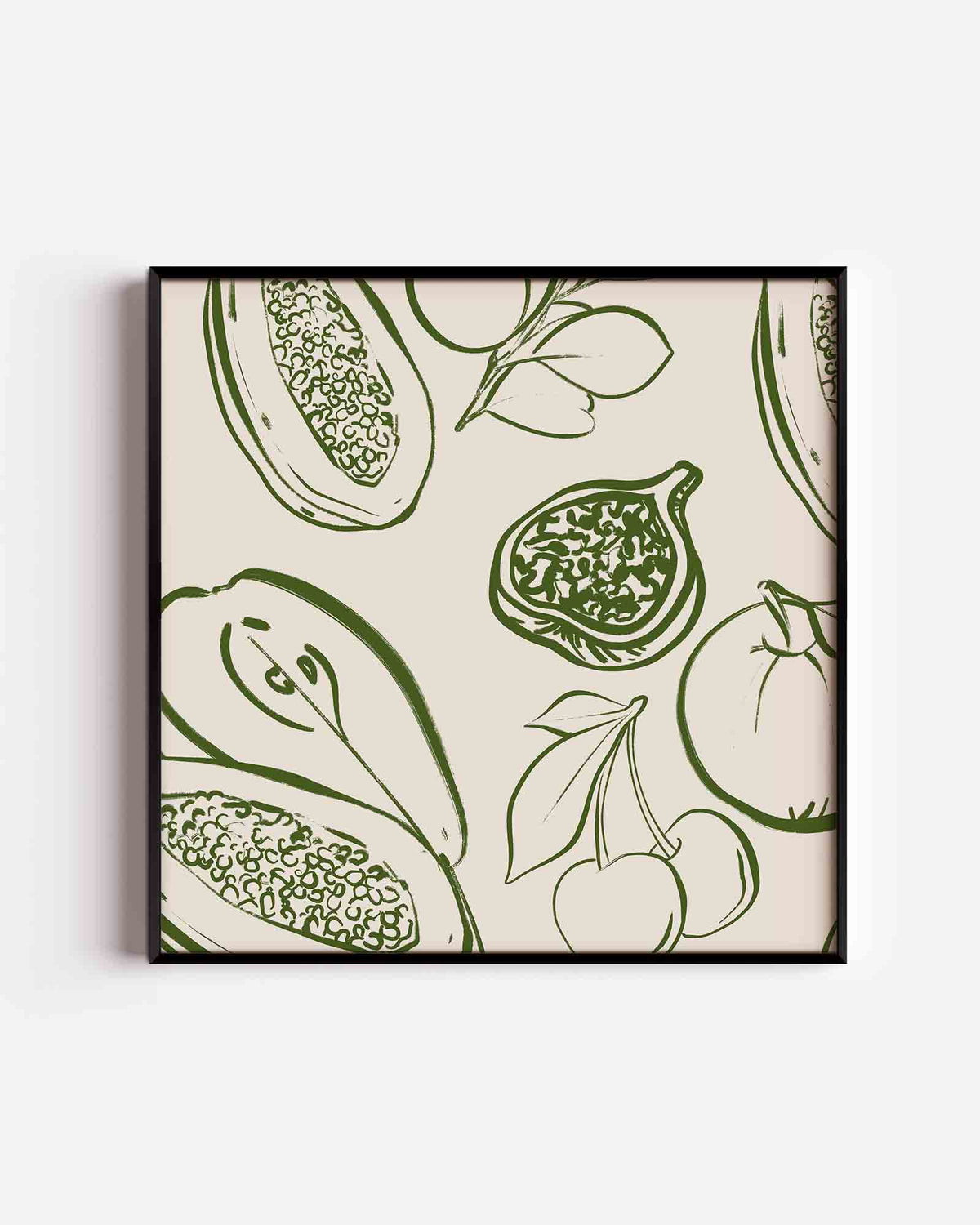 Fruit en bladeren – keuken vierkante poster als wanddecoratie