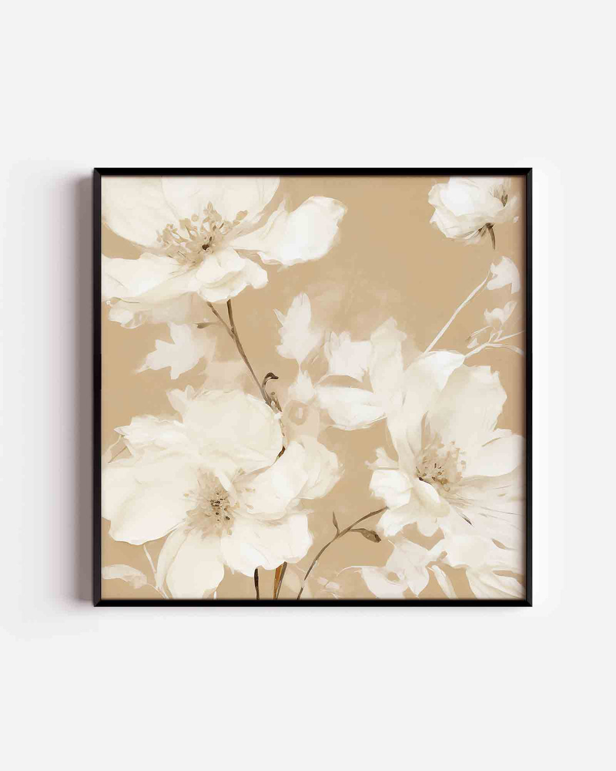 Witte bloemen – vintage vierkante poster als wanddecoratie