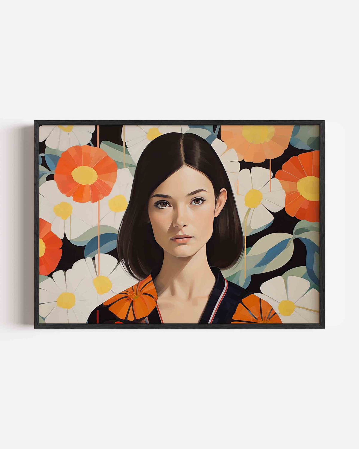 Vrouw met bloemen – vrouwelijk portret als landscape poster
