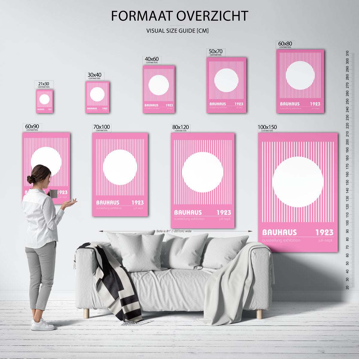 Lijnen en cirkel – geometrische poster in Bauhaus-stijl van WallArtistic
