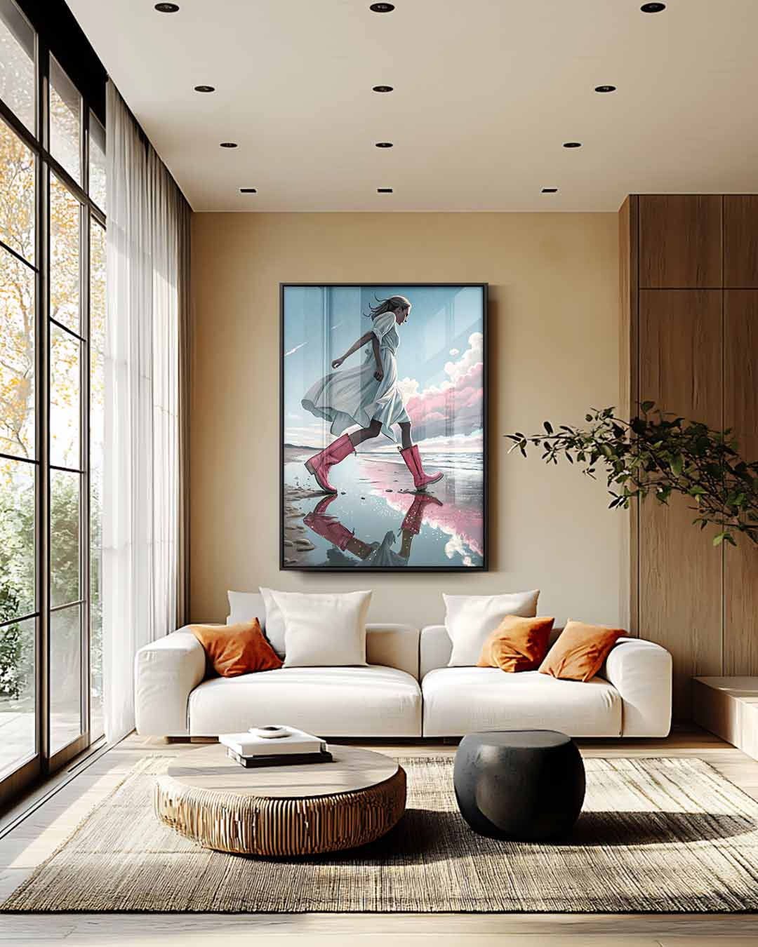Wandelend langs de horizon – plexiglas wanddecoratie in portret formaat