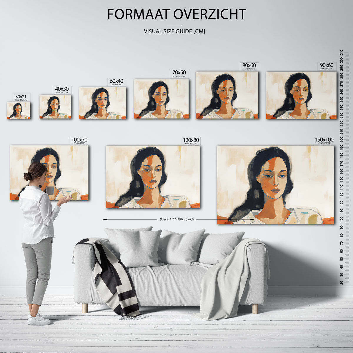 Vrouwelijk portret – liggende muurposter met vrouwelijk portret