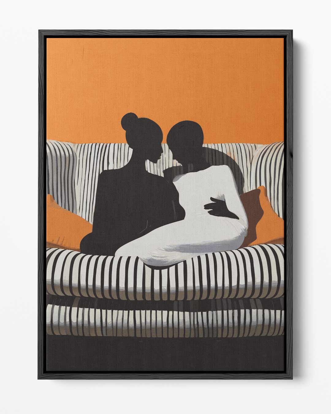 Intieme Band op de Bank – portret kunstwerk als wanddecoratie