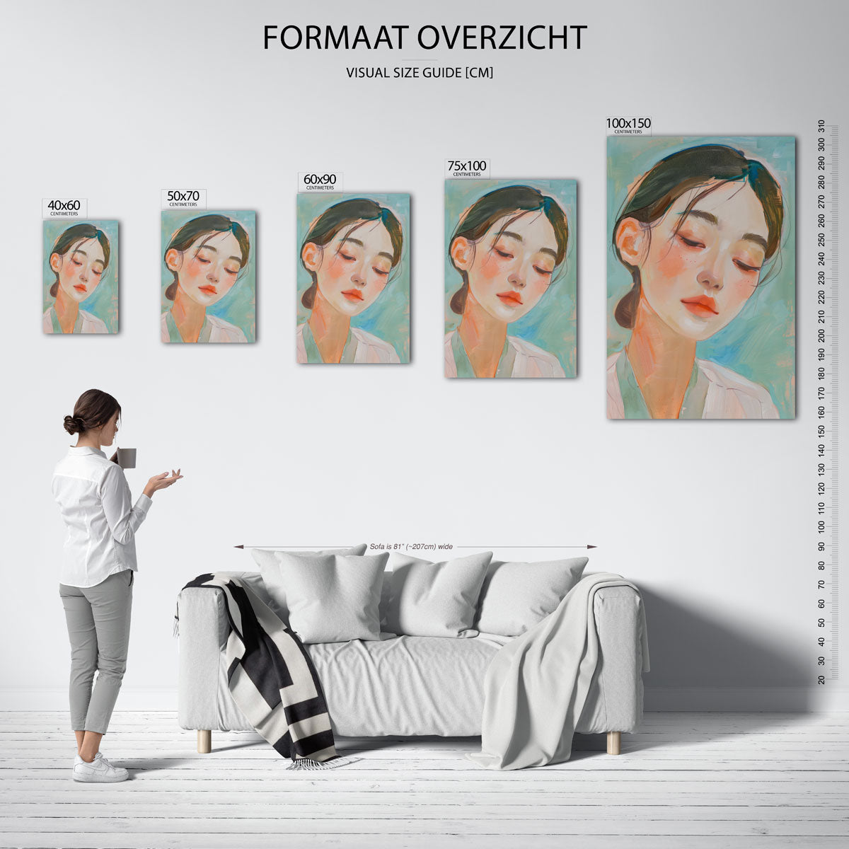 Dromerige portretstudie – Dromerig – moderne staande wandkunst