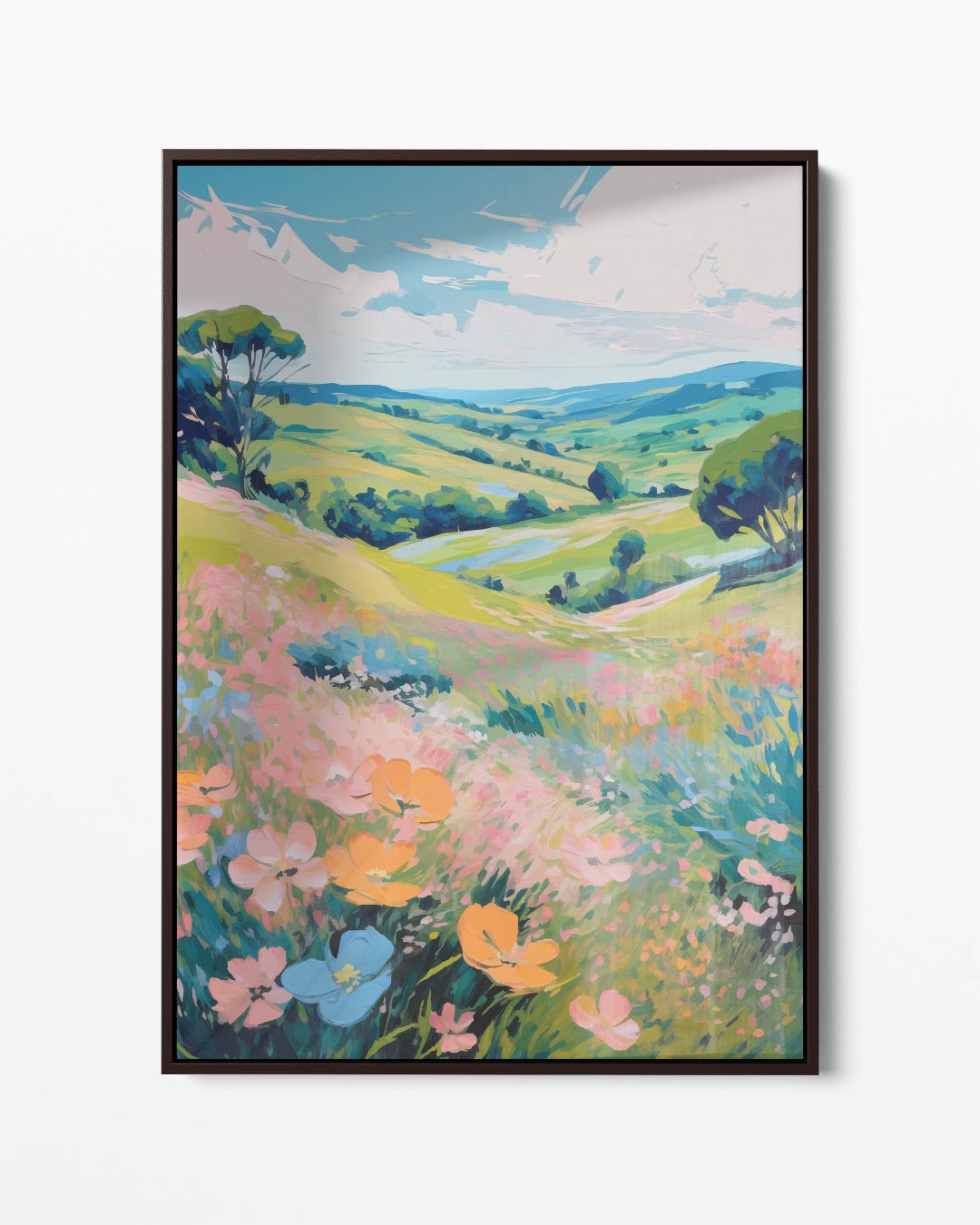 Zomerse Heuvels en Bloemenweelde – portret kunstwerk als wanddecoratie