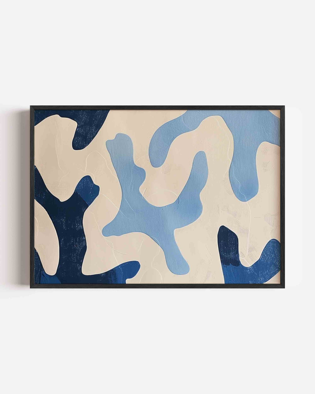 Abstracte blauwe vormen – hedendaagse illustratie poster in landscape formaat