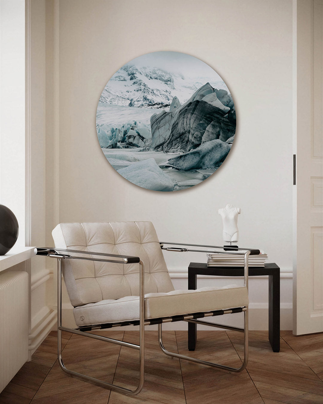 Ijslandschap – fotografie muurcirkel als ronde wanddecoratie