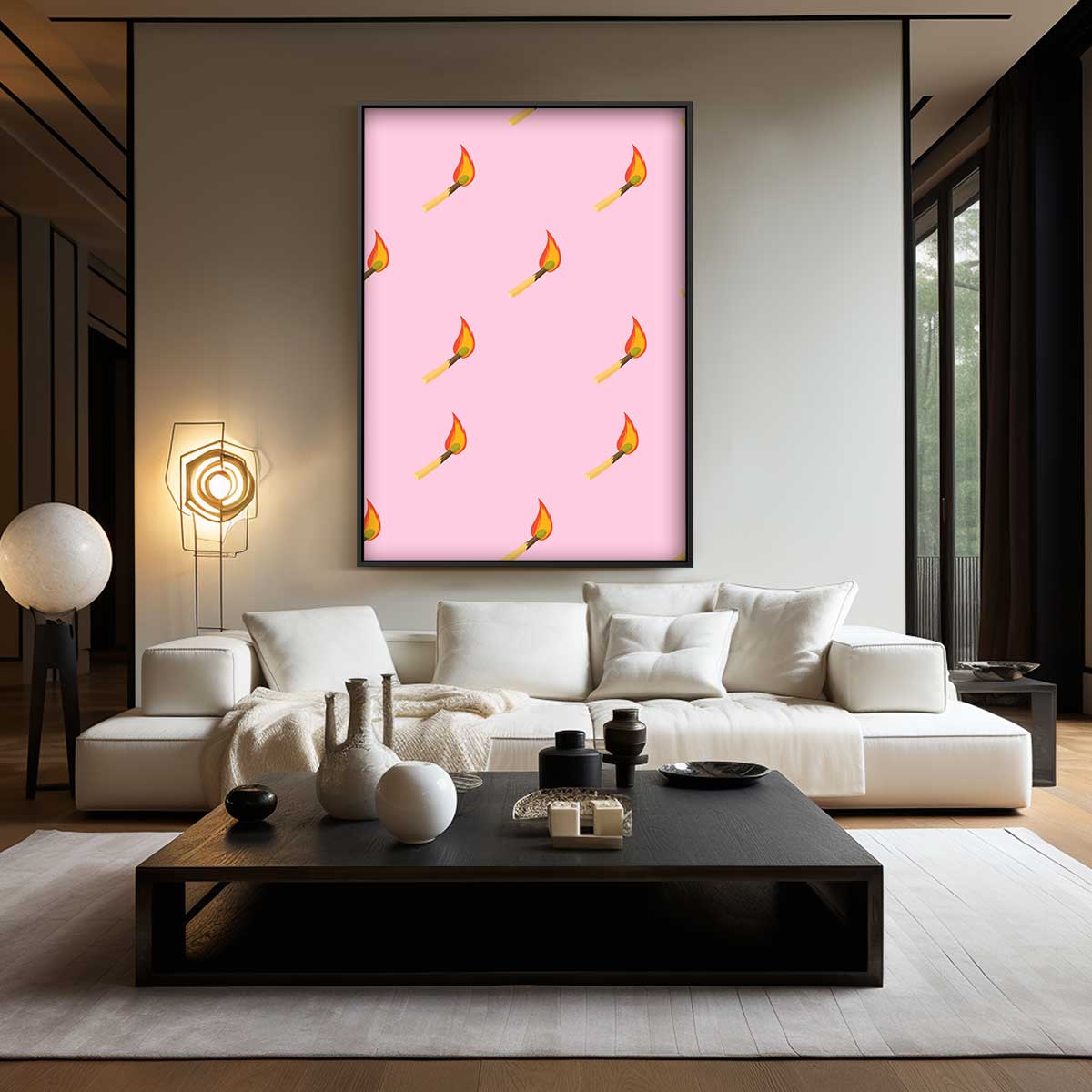 Vuur & Roze – modern portret kunstwerk van WallArtistic