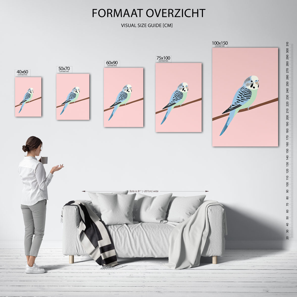 Vogel op tak – staand wanddecoratie kunstwerk
