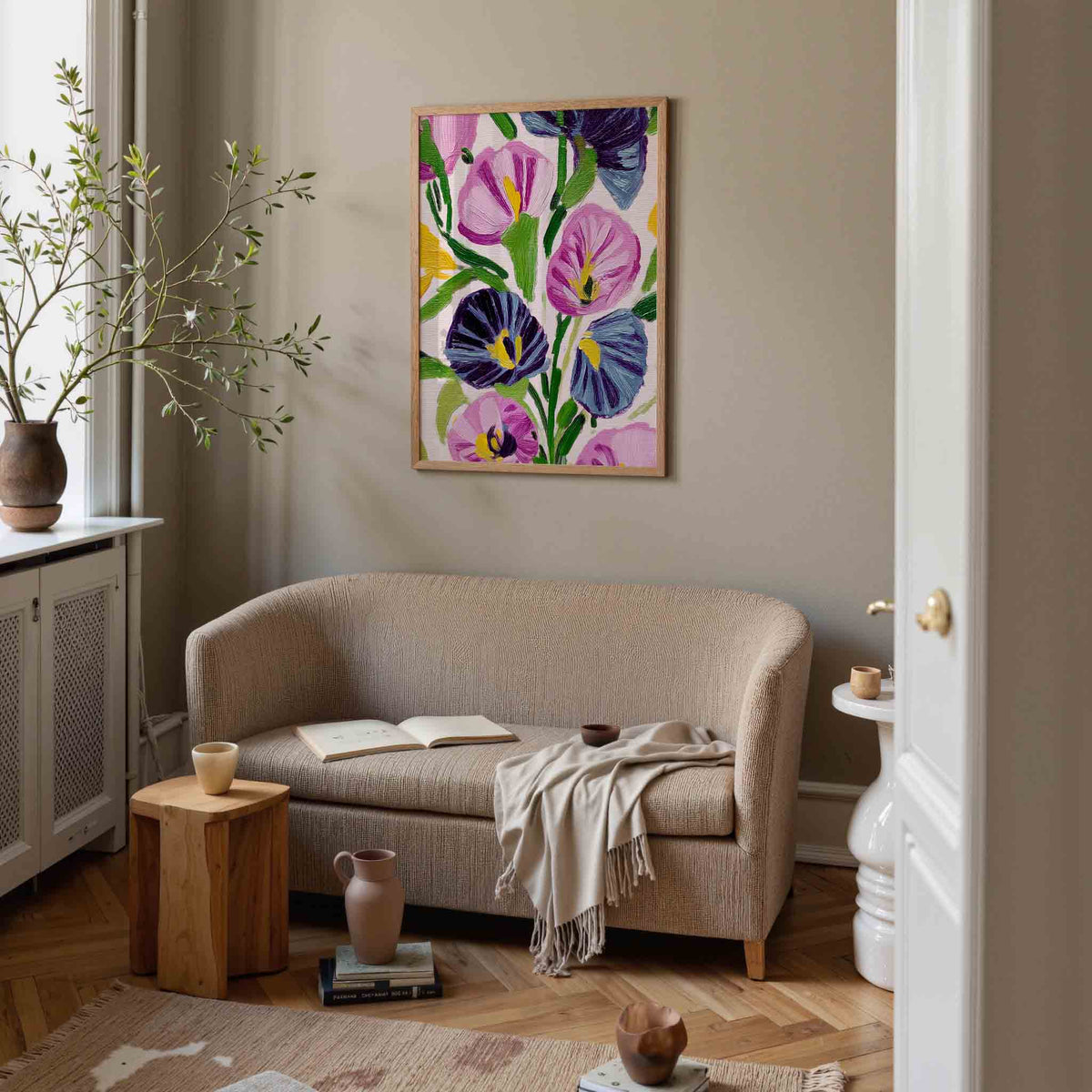 Bloemen in levendige kleuren – illustratie poster in staand formaat