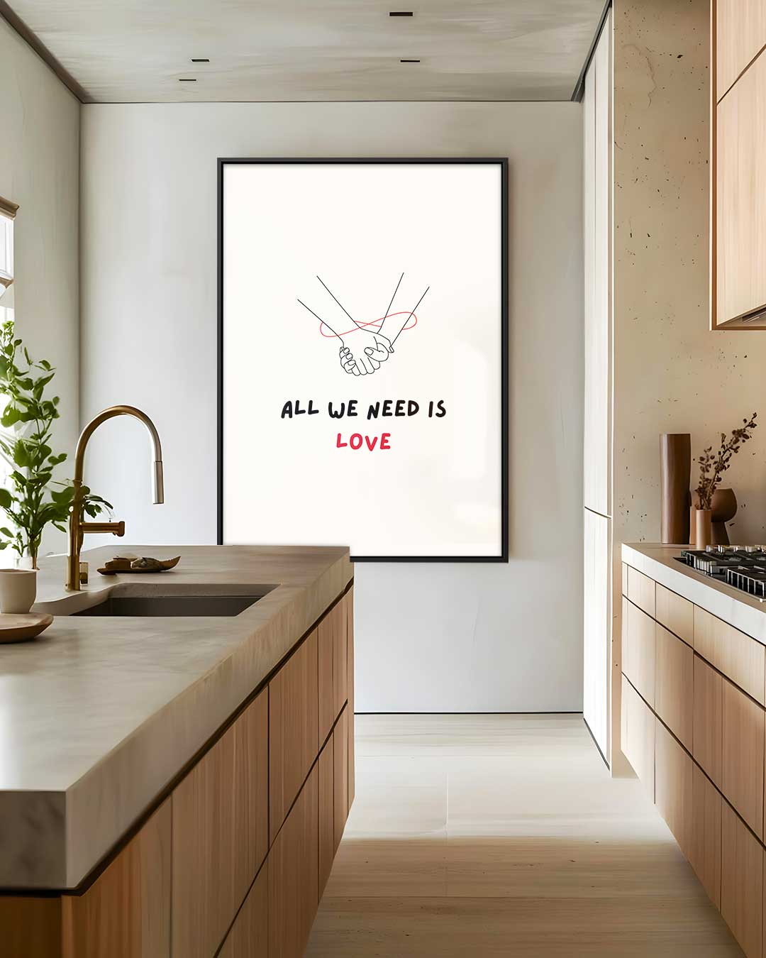 Hand in Hand Liefde Poster – dibond wanddecoratie in staand formaat