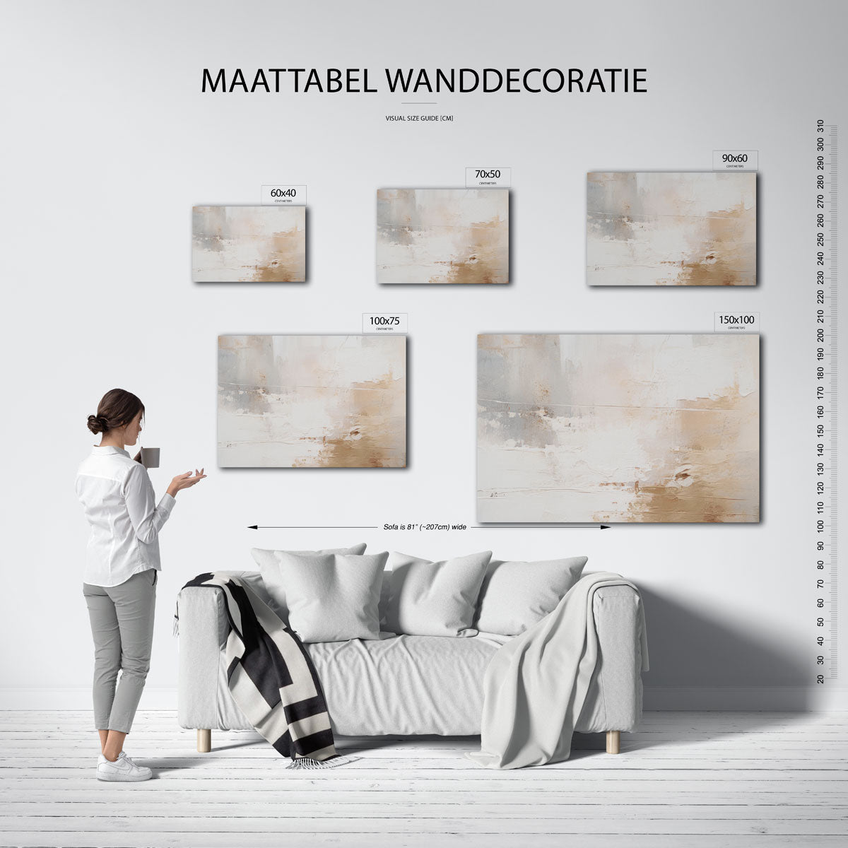 Rustige kleurenmix – Abstract kunstwerk – moderne liggende wandkunst