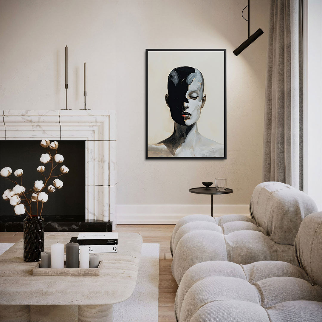 Dualiteit portret – moderne staande wandkunst