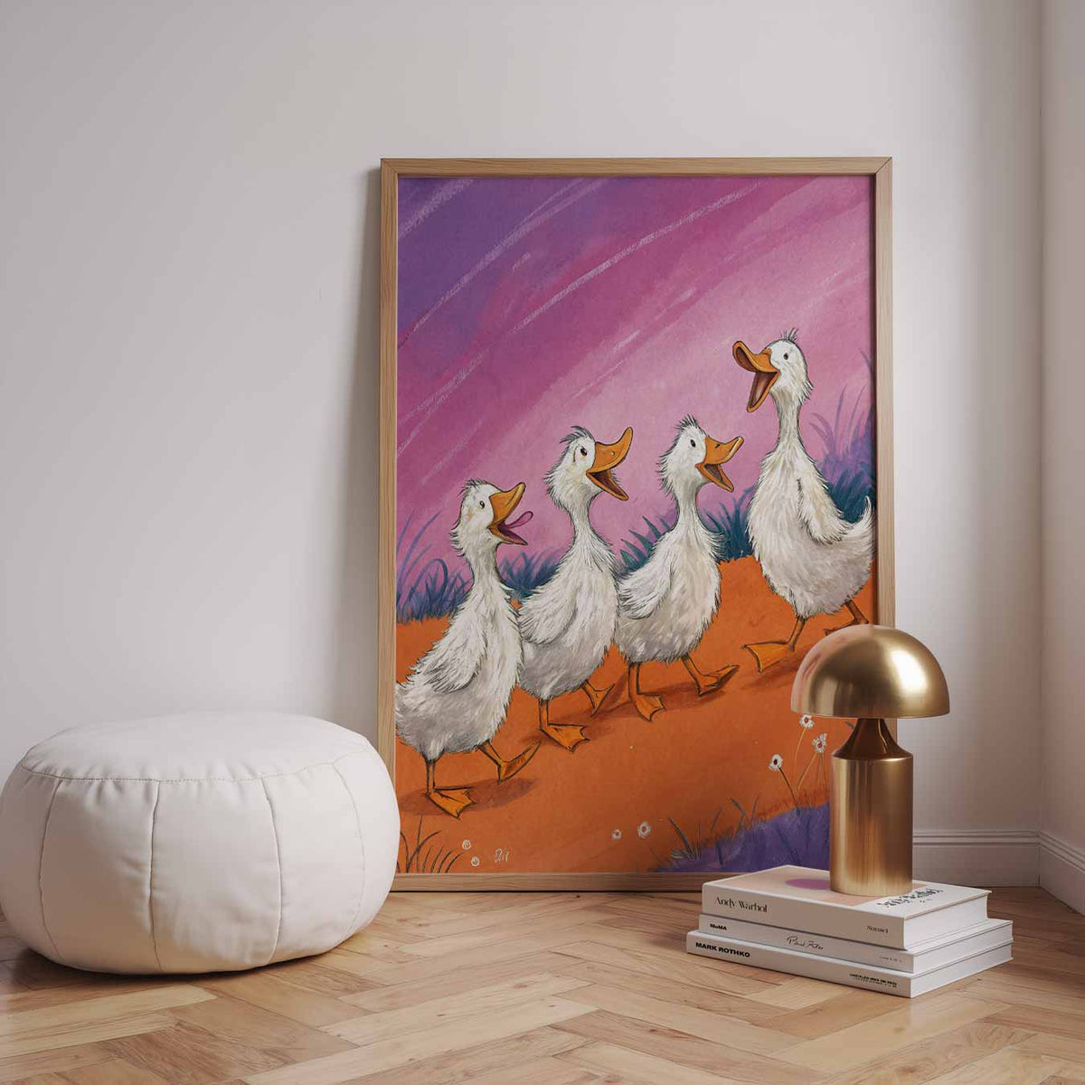 Vrolijke Eendjes Mars – dieren poster in staand formaat