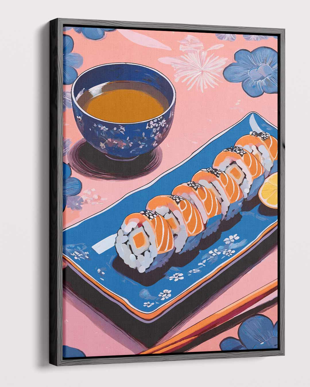 Sushi en Thee Illustratie – modern portret kunstwerk van WallArtistic