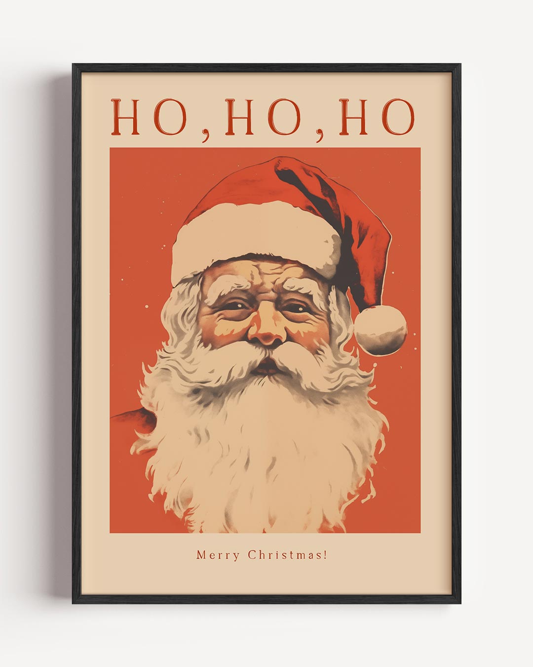 Vintage Kerstposter met Kerstman – kerst portret poster als wanddecoratie