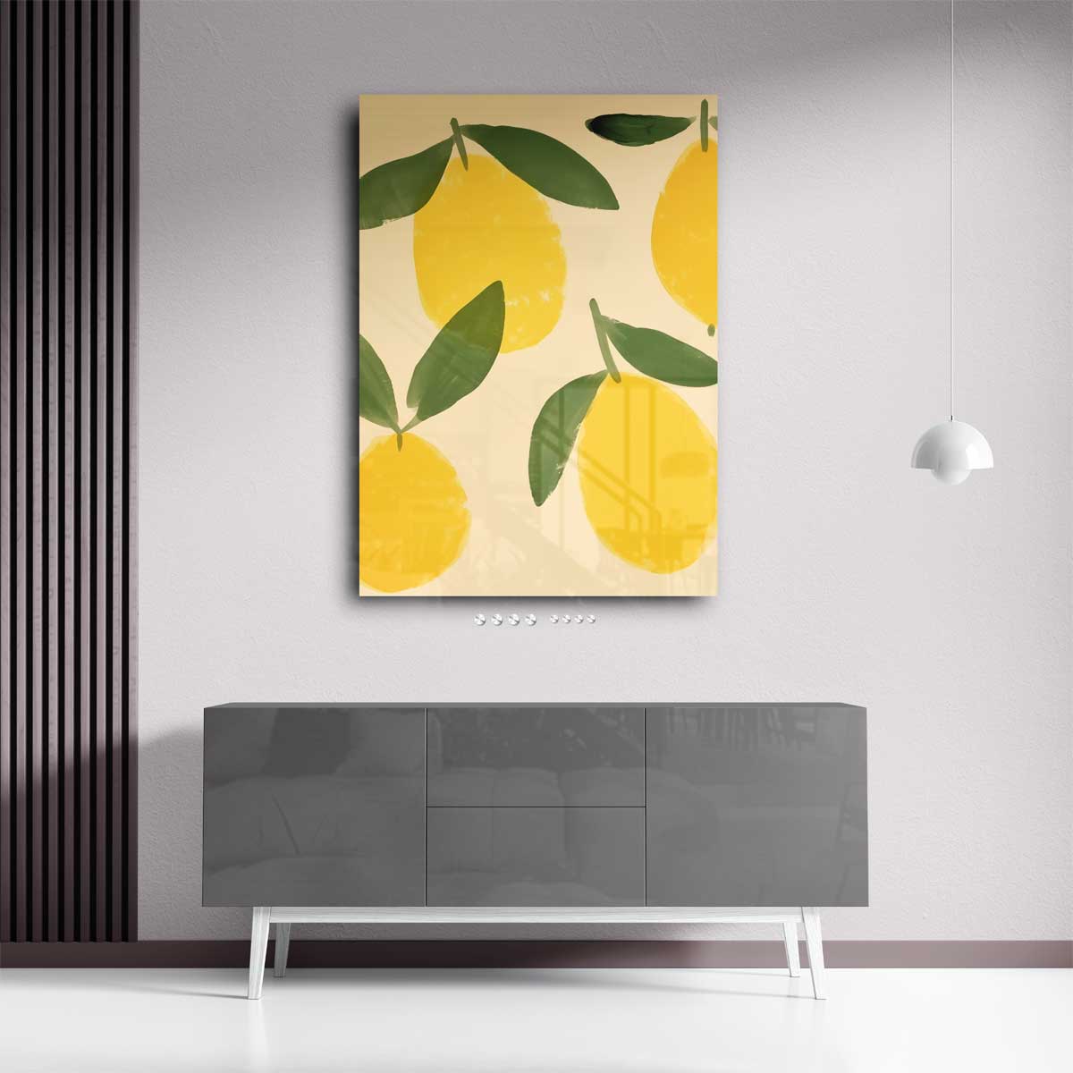 Zonnige Citroenfantasie – plexiglas wanddecoratie in portret formaat