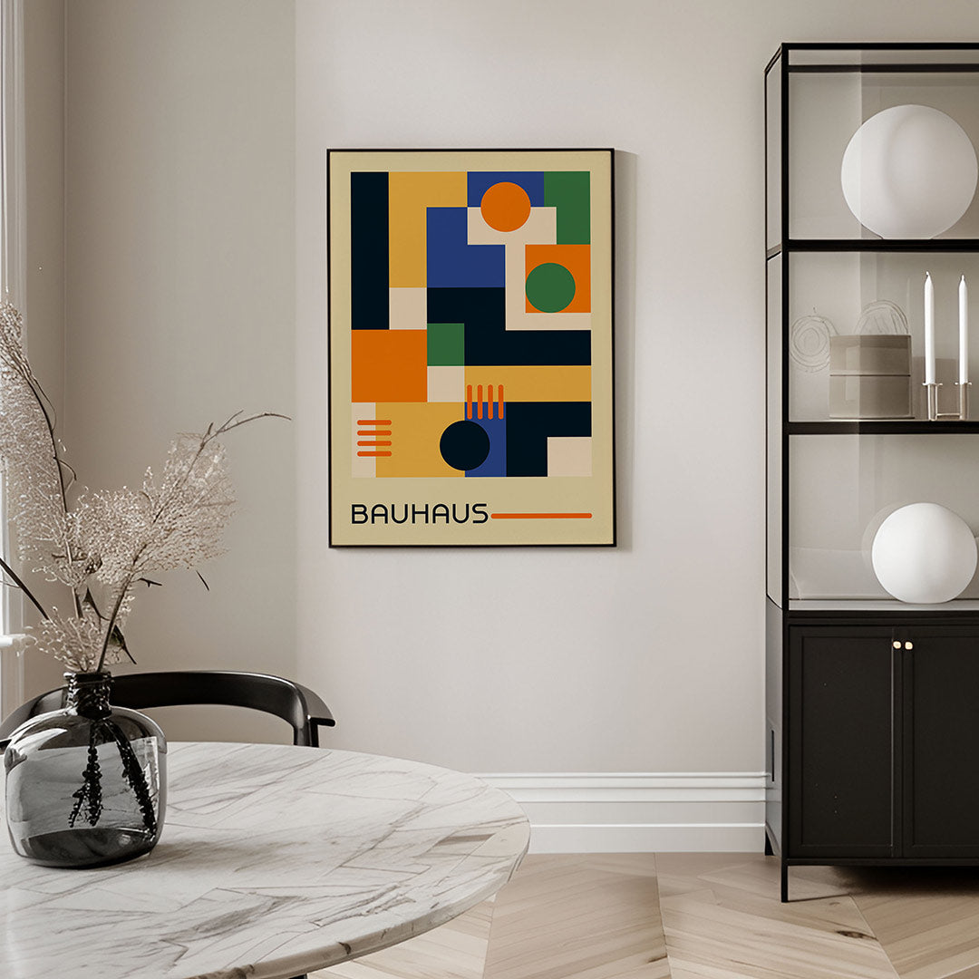 Vormen en vlakkenspel – geometrische Bauhaus poster in staand formaat