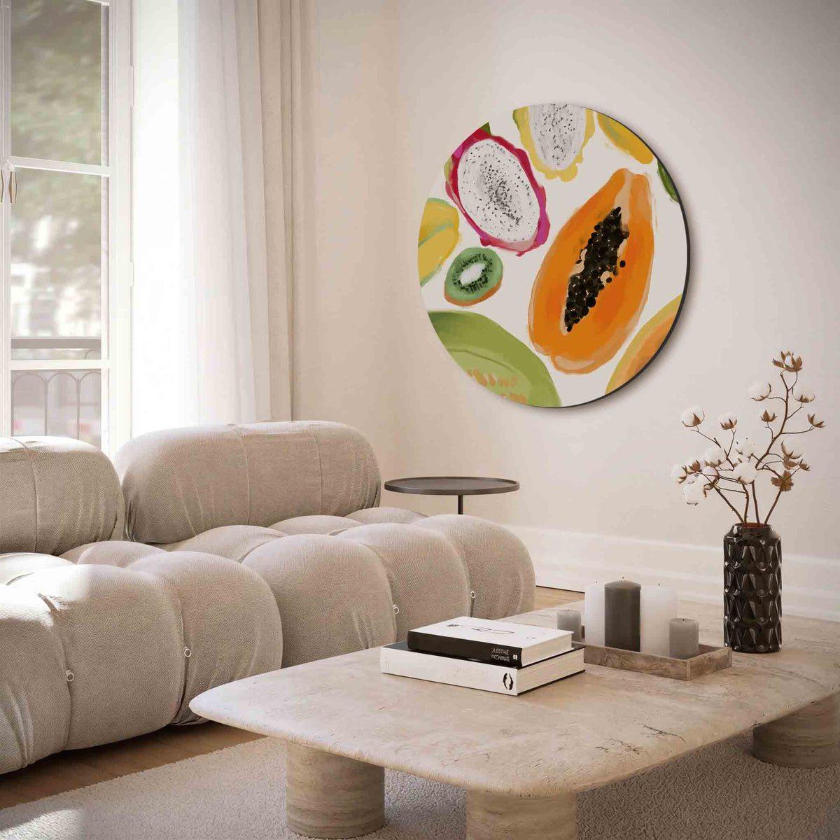 Exotisch fruit – muurcirkel met abstracte texturen voor aan de muur
