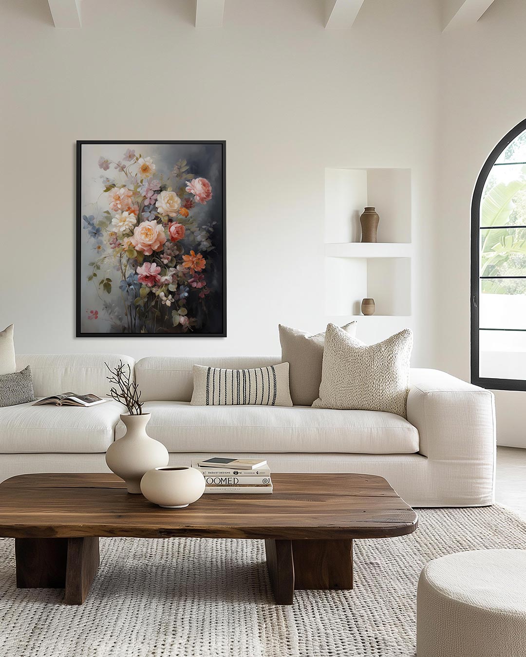 Bloemrijke compositie – moderne staande wandkunst