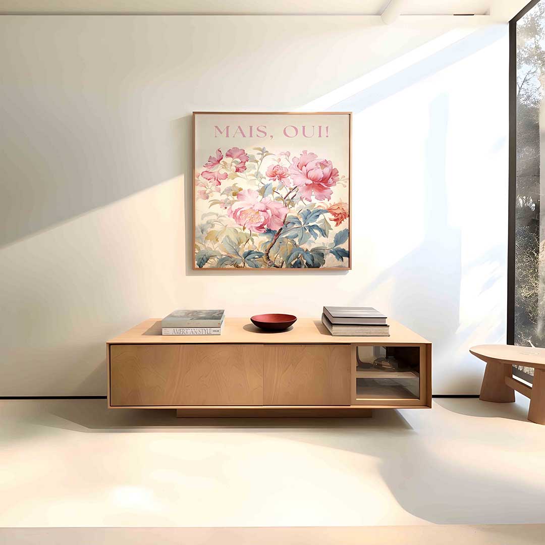 Bloemen en tekst – vierkante bloemen wanddecoratie van WallArtistic