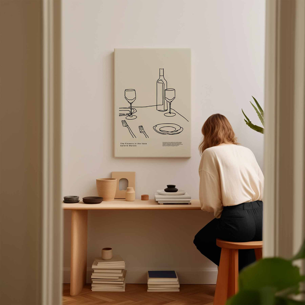 Elegante Eettafel Moment – kunstwerk met zwarte baklijst