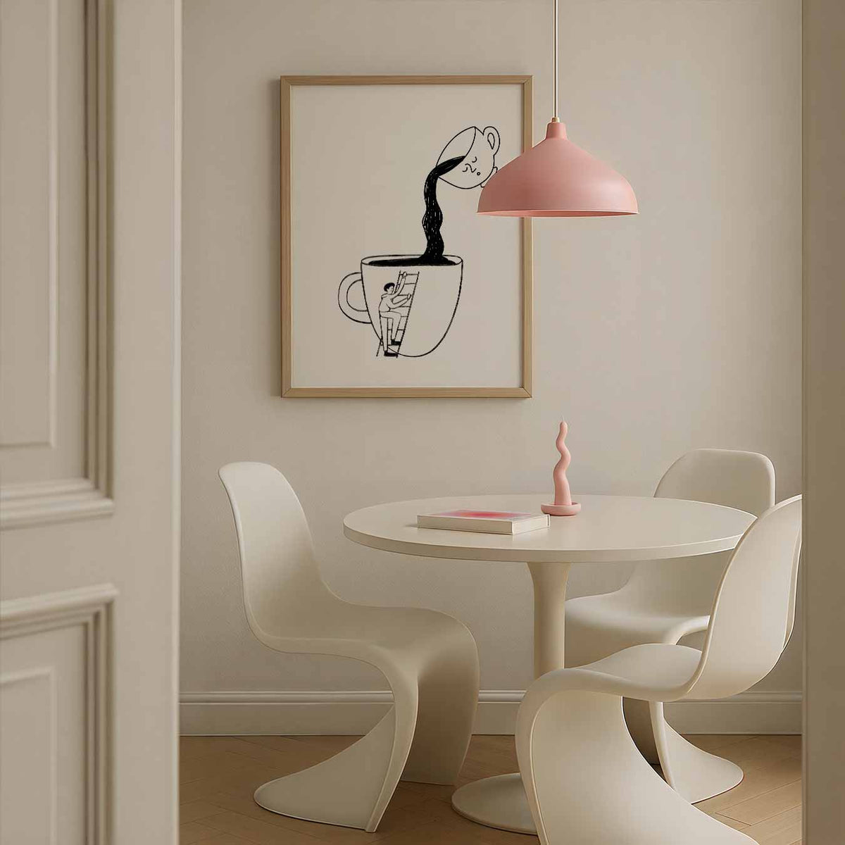 Koffie Avontuur Illustratie – zomerse poster in staand formaat